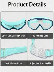 大框游泳镜，潜水防护眼镜，高清防水防雾男女通用游泳镜，视野开阔 - 泳鏡 - 查看 4