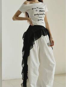 爵士舞高腰荷叶边透明雪纺披肩韩流街头风豹纹腰带，时尚派对夜店女装 - 黑色腰帶 - 查看 10