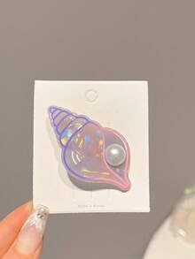 4pcs Iridescent Shell Hair Clips, Starfish & Seashell Pearl Decor Bangs Clips, Girly Ocean Style - Multicolor - View 6