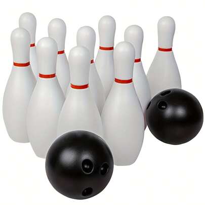 Kids Bowling Set, Indoor & Outdoor Sports Toy, Classic White Style, Large, 10 Pins And 2 Balls