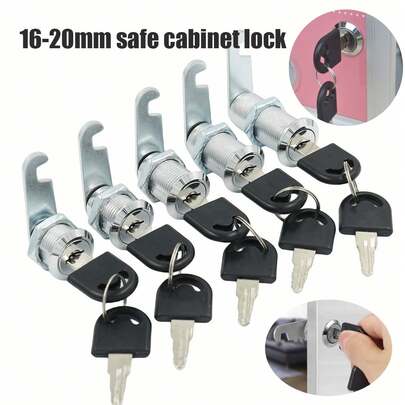 1pc/2pcs Safety Cam Lock With Key, Universal Tongue Lock, Suitable For Office Door Cabinet, Drawer Cabinet, Metal Wardrobe, Employee Cabinet And Office Desk Drawer, Durable Iron Structure With Key Lock Core