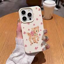 1pc TPU Material Crushed Flower, Bow, Deer Pattern Phone Case Suitable For IPhone 17 Pro Max/17/16 Pro Max/15/13/12/11, S20 FE/A15/S24/A55, Note 11/Note 12/Note 13 Pro, Full Coverage Anti-Drop Soft Protective Phone Case - White - View 4