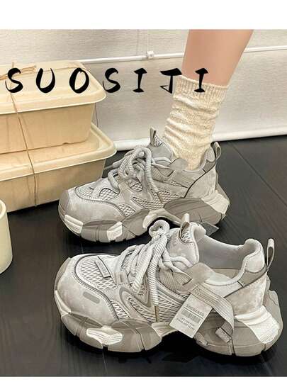 女士厚底时尚跑步休闲鞋，适合户外运动