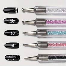 Set de 5 piezas de pinceles de arte de uñas de doble extremo con pinceles de línea, detalle y punteado para manicuras de calidad de salón en casa, pinceles de diseño de uñas de doble extremo, pinceles multifuncionales de línea, pinceles para pintar uñas de gel - Multicolor - Ver 3