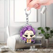 Mattel K-POP 女团 Q 版亚克力钥匙扣套装 - 可爱坐姿角色包包挂饰，配银色扣环 - 彩色 - 查看 3