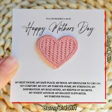 5pcs Pink Crochet Heart-Shaped Mother's Day Greeting Cards, Suitable For Gifting - Multicolor - View 6