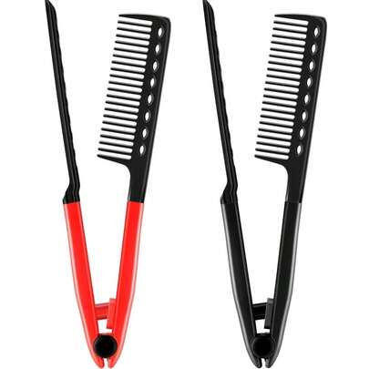 Pieces Flat Straightening Comb Salon Hair Brush Comb Hairdressing Styling Straightener V-Shaped Straight Straightener(Red, Black)
