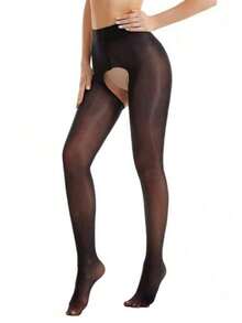 1/2pcs Women's Sexy Open Crotch Stockings - Black - View 8