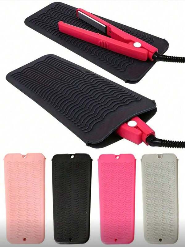 Silicone Heat-Resistant Mat, Hair Straightener Storage Bag Combo, Cosmetic Organizer Bag, Mini Bag For Flat Iron, Curling Iron, Salon Tools, Travel Makeup Brush Holder, Cosmetic Container, Travel Essentials
