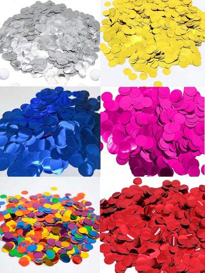 2000pcs/Pack Colorful Metallic Confetti, 15mm Round Dot, Suitable For Party And Wedding Decoration, Shiny Gold, Silver, Mixed Holographic Sequins, Party Decor, Glitter Sequins, Metallic Feel, Confetti Decor, Perfect For Birthday, Wedding, Anniversary