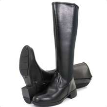 Women's High-Top Riding Boot With Side Zipper, Comfortable, Low Heel, Non-Slip, Stylish Winter Fashion - Negro - Ver 7