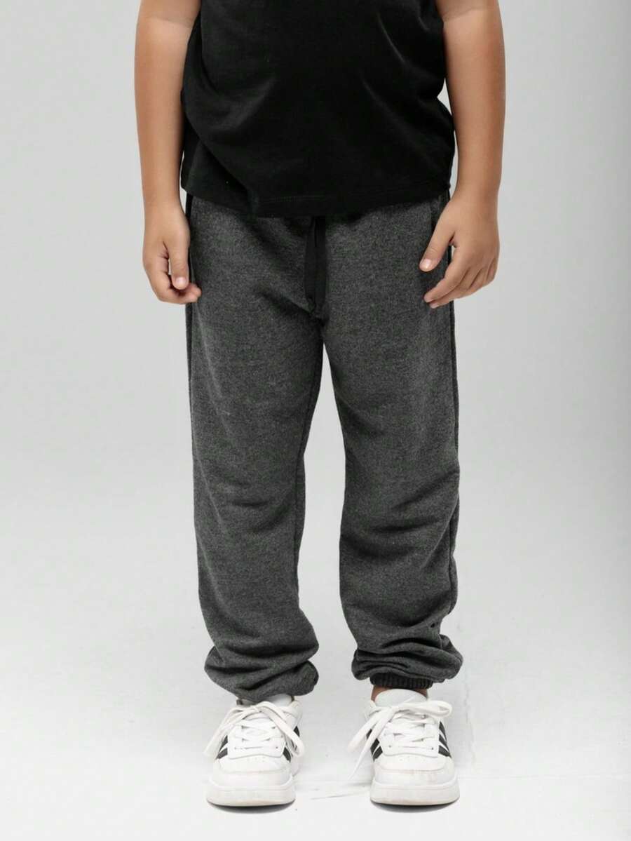 Boys' Sweatpants With Pockets Sizes 4/6/8/10/12 - Dark Grey - View 1