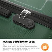 YONSLY 4-Piece Wheeled Suitcase Set With 360° Wheels, Combination Lock, Robust Double Zipper, Mesh Pocket, Soft Rubber Handle, 16/20/24/28 Inch Trolley Suitcase, Hard Shell Carry-On Luggage Set (4-Piece Set, S, M, L & XL) - 深綠 - 查看 3