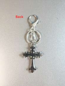 1pc Women Fashion Alloy Rhinestone Cross Charm Key Chain Car Accessories Bag Charm School Cute Goth Y2k - Multicolor 2 - View 4
