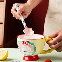 1/2/4pcs Flower Shaped Ice Cream Spoon Ceramic Spoon Long Handle Spoon Stirring Spoon Cute Kitchen Spoon Coffee Spoon Kawaii Dessert Spoon Ice Cream Spoon For Party Wedding, Tableware For Restaurant Home Christmas Gift,School Supplies - View 2