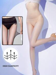 1pc Women's Ultra-Thin Mesh Waist Black Pantyhose, Anti-Snag Sheer Tights - Multicolor - View 4