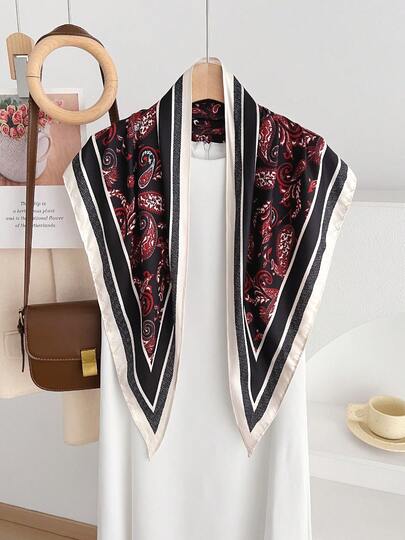 1条佩斯利花纹优雅涤纶围巾，四季皆宜的百搭装饰品