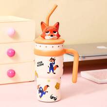 Miniso 可爱疯狂动物城角色保温吸管杯便携旅行水瓶礼品 - 彩色 - 查看 4