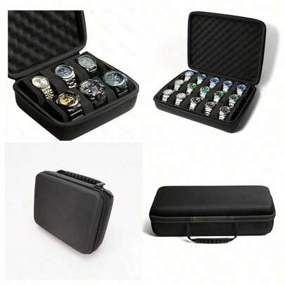 15 Slots Watch Box With Shock-Proof Foam Padding, Portable Hard Case Design Suitable For Home Storage, Can Hold 15 Watches Of Different Sizes