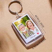 Customizable Acrylic Keychain - Add Your Own Photo And Name, Perfect Gift For Couples, Weddings, Personalized Acrylic Photo Keychain - Customized Name Photo Keychain For Valentine's Day, Birthday, And Daily Use - Multicolor - View 3