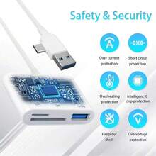 1pc 2-In-1 SD/TF/USB Memory Card Reader, Camera Tracking Reader Converter, T-Type Connector Adapter For IPhone 17/16/15, S25/S24/S23/S22/S21, Pad, Laptop Series, Plug And Play - White - View 5