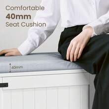2-Tier Shoe Storage Bench, 39.4" W Shoe Bench With Padded Seat Cushion, Entryway Bench With Handles, 2 Doors, Adjustable Shelf For Living Room, Bedroom, Front Door, Hallway, Closet - White - White - View 5