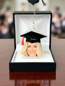 Custom Photo Graduation Cap Acrylic Earrings, Personalized Name & Face Dangle Earrings, 2026 Pre-K/High University School Grad Commemorative Jewelry, High Definition Print Lightweight Earring, Perfect For Graduation Party & Back To School Festival, Ideal Gift For Graduates & Parents - Multicolor - View 4