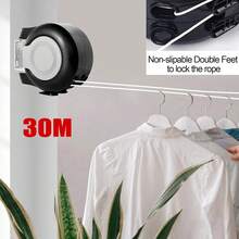 30m Retractable Clothes Reel Double Washing Line Wall Mounted Outdoor Drying Hot - A - View 1