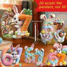 1 pieza Colgante con forma de conejo de Pascua de dibujos animados, decoración colgante de coche con forma plana de conejo de acrílico con el número 67, accesorio para mochila, regalo de pareja - Adorno de conejo - Ver 3