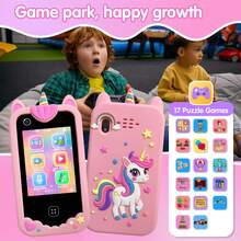 3-12 Years Old Kids Toy Phone, Unicorn & Dinosaur Pattern, 2.8" Touch Screen, 8GB Memory, Interactive Learning Games, Soft Silicone Protective Case, Ideal Gift For Boys & Girls - Multicolor - View 7