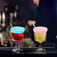 3pcs Polyester Fiber Beverage Lid With Straw Hole, Reusable, Protects Party Drinks, Elastic Cocktail Cup Mouth Cover, No Need For Electricity - Multicolor - View 2