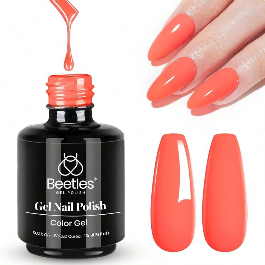 Beetles White Gel Nail Polish -1PC 15ml White Spring Colors Gel Polish - Carly Coral Orange - View 1