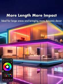 1pc Neon Light Strip, LED Light Bar, App Controlled, Comes With 44-Key Remote, Music Sync, Flexible DIY Design, Suitable For Bedroom, Living Room, Game Room, Party Decor, Holiday & Christmas Decor - Multicolor - View 10