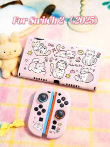 Bộ 1 ốp lưng hình mèo dễ thương đang chơi, tương thích với máy chơi game Switch2 (2025)/Switch NS/Switch OLED, bao gồm ốp bảo vệ/vỏ bọc tay cầm/túi đựng, chất liệu TPU mềm, kiểu dáng thời trang và tiện dụng, có chân đế di động, chống sốc, chống trầy xước, chống bám bẩn, là món quà lãng mạn thời trang. - Xem 2