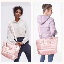 Bolsa Deportiva Mujer, Bolso Tote Acolchada Impermeable, Puffer Bag con Bolsillo para Esterilla de Yoga, Bolsa Gym Mujer para Gimnasio, Yoga, Viajes (Rosa),43460974 - Negro - Ver 6