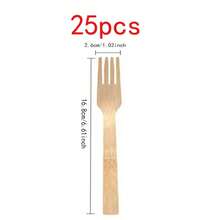 150 piezas/Set, 50 piezas/Set, 25 piezas/Set, 10 piezas/Set Juego de cubiertos de ensalada de bambú natural, vajilla occidental, cuchillo, tenedor y cuchara de bambú, de alta calidad, para bodas y fiestas, aperitivos, estilo rústico, utensilios de picnic naturales - Bambú - Ver 21
