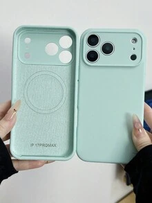 适用于 17 Pro Max、17 Pro、17 Air、17、16 Plus、15、14、13、12 Pro Max 的奢华液态硅胶磁吸手机壳，支持无线充电，触感顺滑。 - 淡青綠 - 查看 4