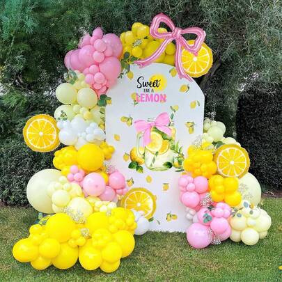 118pcs Lemon Theme Balloon Arch Kit, Includes Light Yellow And Pearl White Balloons, Suitable For 1st Birthday Party, Summer Theme Party, Bridal Shower, Gender Reveal, Baby Shower, Bachelorette Party, Wedding And Sweet Party Decoration