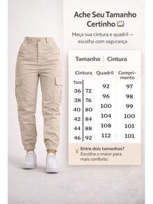 Stillger Moda Jeans Kit 2 Women's Cargo Jeans Jogger High Waist Butt Lifting Premium Pants With Lycra Side Pockets - 米色和黑色 - 查看 7
