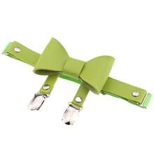 A Punk Street Dance Bowknot Metal Double Duckbill Leather Garter Belt, Boot Strap, Elastic Foot Accessory, Anti-Slip Sock Strap - 綠色 - 查看 13