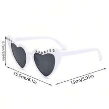 1/2pcs/Set Vintage Style Groom & Bride Heart Shaped Glasses Set - Suitable For Black & White Wedding Party, Bridal Shower Gifts, Couple Photo Props, Romantic Event Essentials - Multicolor - View 28