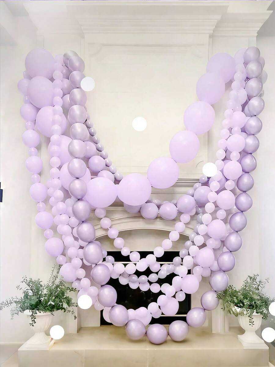 20/40pcs Purple Connecting Balloons Set, DIY Balloon Chain, Suitable For Creating Balloon Wall, Heart Arch, Tail Balloons, Applicable For Wedding, Birthday, Welcome Party, Valentine's Day, Proposal And Anniversary Party Decoration - Multicolor - View 1