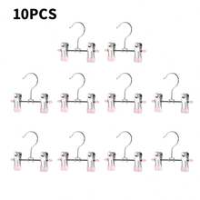 10pcs Stainless Steel Pants Rack Clip Baby Clothes Hanger 360° Rotatable Silicone Clip Stainless Steel Children Trousers Hanger,Metal Drying Rack - Multicolor - View 13