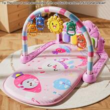 Newborn Baby Essentials Baby Bed Crib Bedding Set Baby Toys Interactive Music Pedal Piano Play Mat - Fun And Educational Fitness Frame Toy For Baby, Baby Piano Mat Kick And Play Multifunction Gym Play Mat,Tummy Time Mat Baby Kicking Toys For Feet With Pendant Rattle,Animal Shape Maracas,Playmate For Baby, Baby Play Mat Baby Gym,Funny Play Piano Tummy Time Baby Activity Mat With 5 Infant Sensory Baby Toys, Music And Lights Boy & Girl Gifts For Newborn Baby - 粉色 - 查看 1