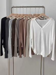 1pc Women Lightweight Knit Cover Up Shawl, Thin Sunscreen Open Front Sweater For Dress - Long Sleeve Shawl - View 2