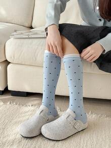 1双女士过膝袜，波点学院风修身显瘦袜，适合春夏穿着，可搭配裙子，百搭实用 - 彩色 - 查看 11