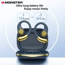 Monster Open Earbuds AC336, Bluetooth 6.0 Wireless Headphones, Ear-Hook Design, Support Stereo Sound And ENC Intelligent Call Noise Reduction, 13mm Dynamic Driver Unit, Ultra-Long Battery Life, Type-C Charging Port, Touch Control Operation, IPX5 Waterproof Rating, Ergonomic Design, Ideal For Sports And Fitness - View 9