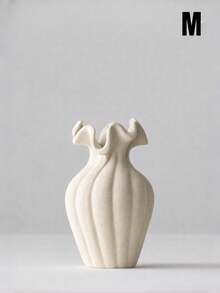 1pc Nordic Minimalist White Pleated Flower Vase, Suitable For Living Room And Bedroom Home Decor - Multicolor - View 4