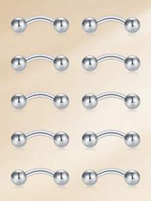 Eyebrow Piercing Jewelry 16G 316L Stainless Steel Steel Curved Barbell Eyebrow Rings Studs Kit Tragus Ring Piercings Jewelry 10Pcs 8mm 10mm - Light Sphere Version - View 4