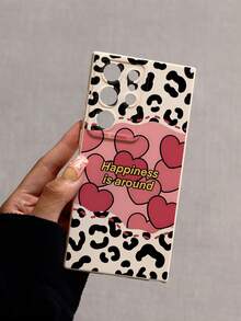 Leopard Stripes Heart Happiness Slogan Pattern Liquid Silicone Mobile Phone Case Full-Body Protection Shockproof Anti-Fall TPU Soft Rubber Case Compatible With IPhone 13/11/17/17pro/16/14/15/15pro/15 Plus/15 Promax/7plus/8plus/X/Xs Max/Xr/11pro/12pro/13pro/14pro/12mini/13mini - Multicolor - View 4